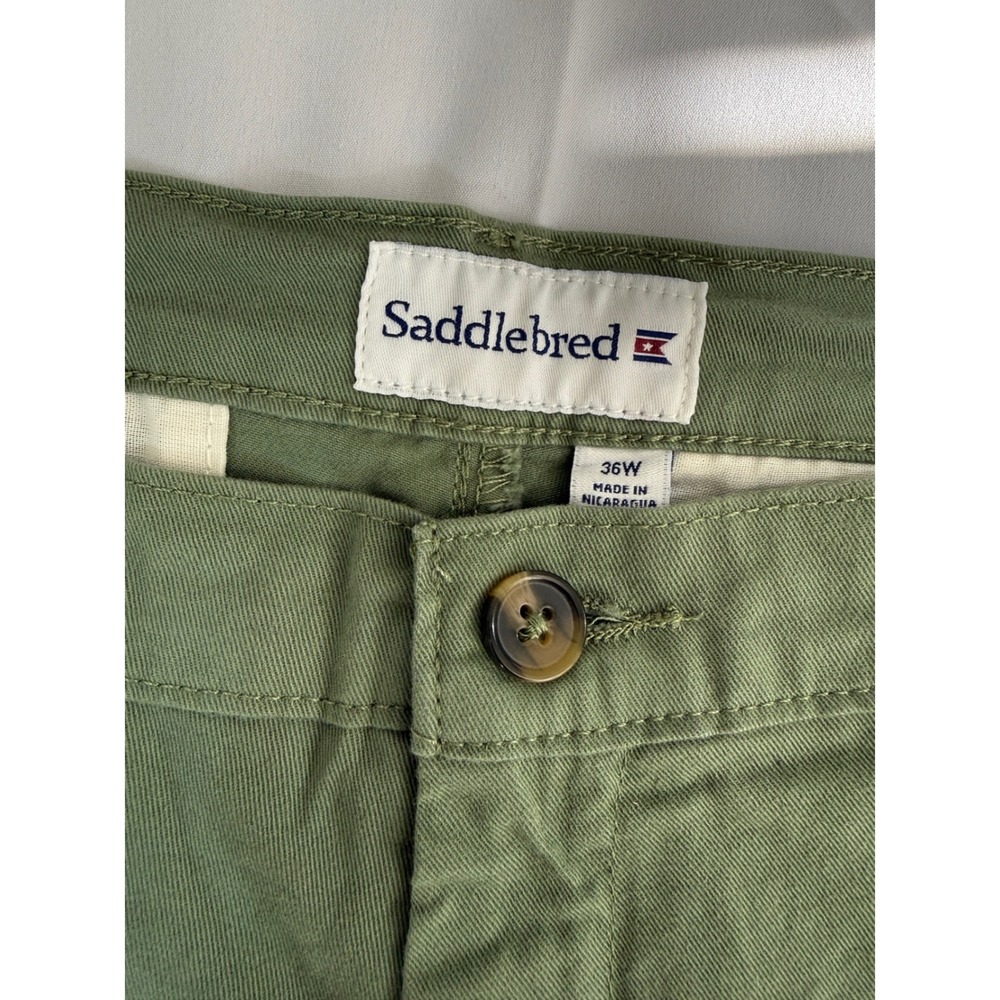 Saddlebred Mens Comfort Flex Shorts 36W 7in Inseam Farmer Sage Green Flat Front - Picture 2 of 5